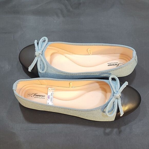 BRAND NEW FOREVER MEMORY FOAM DENIN BOWNOT WOMEN'S FLAT SHOE - Picture 5 of 14